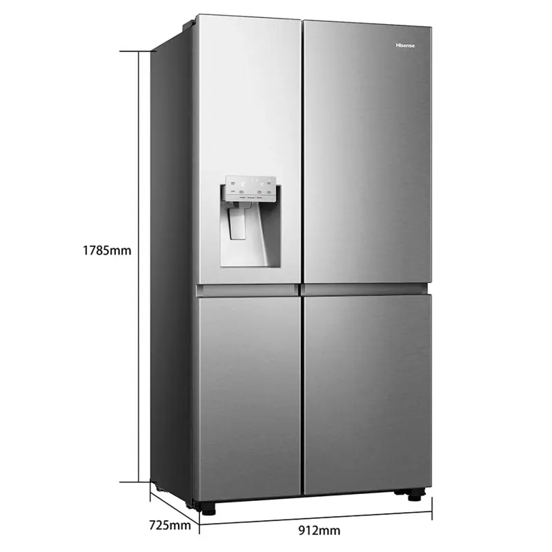 REFRIGERADORA HISENSE DE 22.1 P³ ECO INVERTER CON DISPENSADOR DE AGUA Y HIELO RS223SV5A